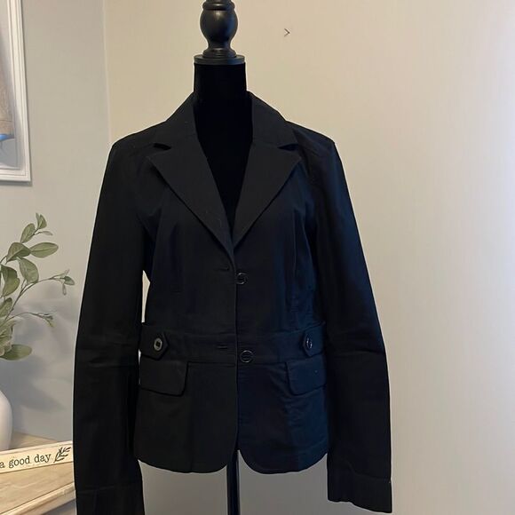 Loft Cotton Blazer-Size 6 Black‎ - Picture 1 of 8